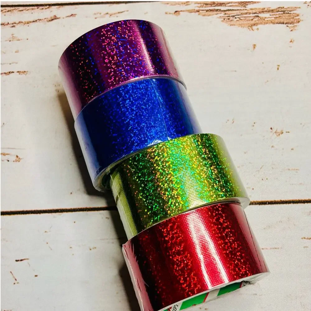Holographic Metallic Tape Set 4 Rolls 2in x 6ft DIY Craft Rainbow Colors